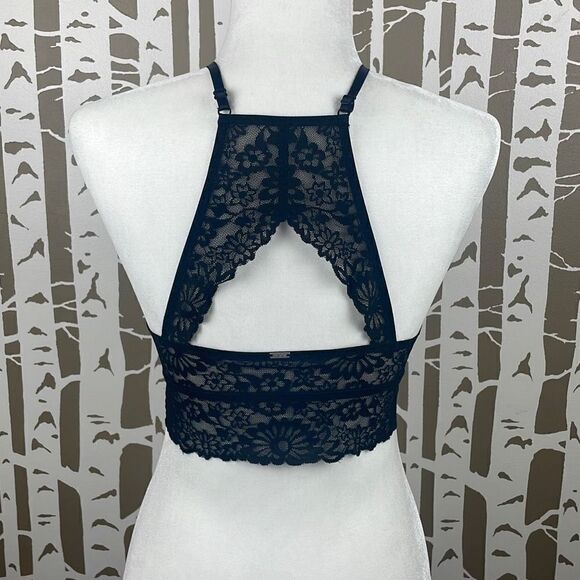Victoria’s Secret PINK Wildflower Lace High Neck Bralette S - Black - Picture 7 of 15